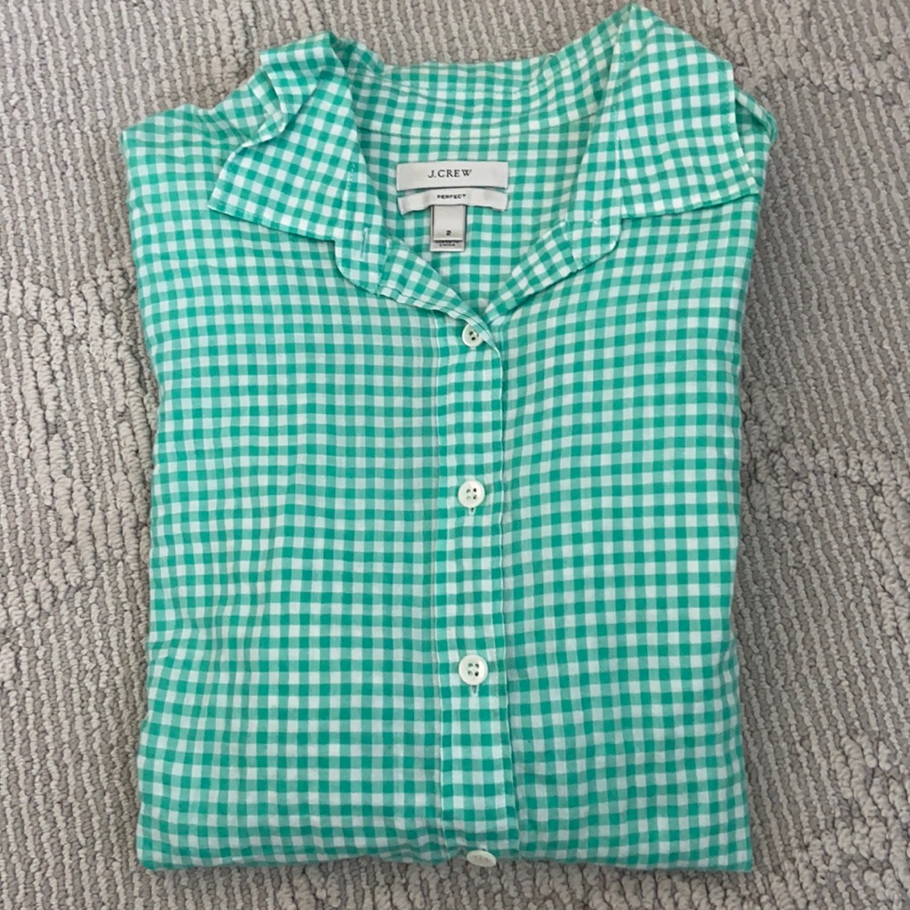 Jcrew Green Gingham Shirt